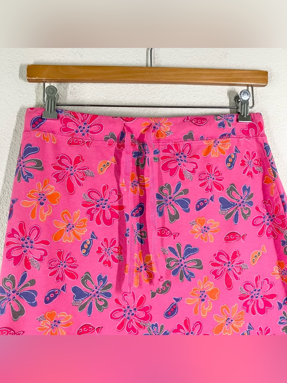 FRESH PRODUCE A-line Midi Skirt M Pull-On Floral Fish Print Beach Resort Summer - Picture 3 of 11